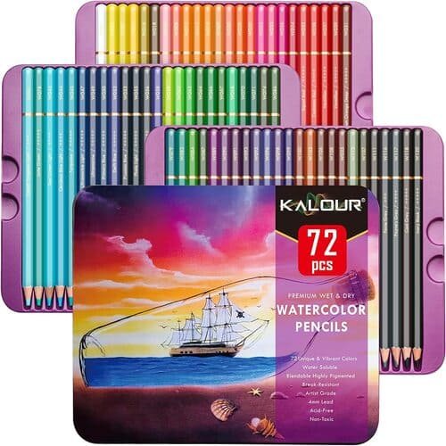 Kalour Professional Watercolor Pencils, Set Of 72 Colors