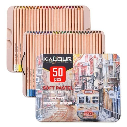 Kalour Artist Pro Pastel Chalk Colored Pencils,Set of 50 Colors