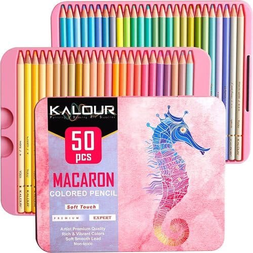 Kalour Artist Macaron Pastel Colored Pencils, Set of 50 Colors