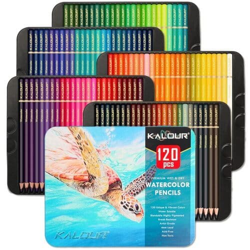 Kalour Professional Premium Watercolor Pencils, Set of 120 Colors