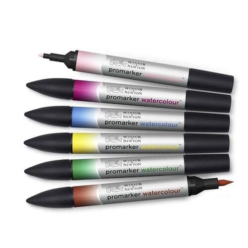 Winsor & Newton Water Colour Marker - Twin Tip - Brush + fine - Water based - Floral Tones Set of 6