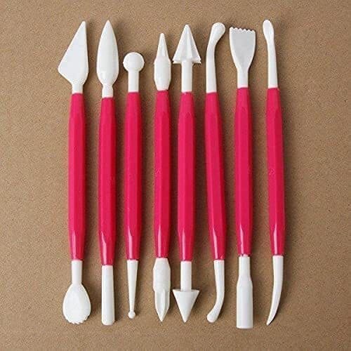 Plastic Ceramic Pottery Tools Set of 8, Double Heads Clay Modelling, Sculpting, Shaping, Fondant Cake Decorating, Polymer Tools for Art & Craft Supplies for Kids, Artist (Random Color)