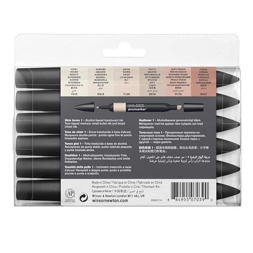 Winsor & Newton ProMarker - Twin Tip - Alcohol Based - Skin Tones Set of 6 - Set 1