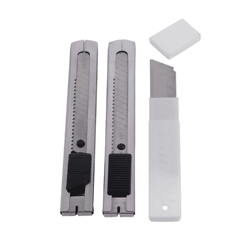 2pc Heavy Duty Stainless Steel 18mm Cutter Knife for Cutting Papers, Wallpapers, Cardboard, Vinyl, Tapes Etc Set With 10 replacement Blades