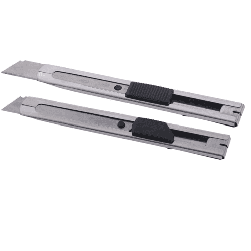 2pc Heavy Duty Stainless Steel 18mm Cutter Knife for Cutting Papers, Wallpapers, Cardboard, Vinyl, Tapes Etc Set With 10 replacement Blades