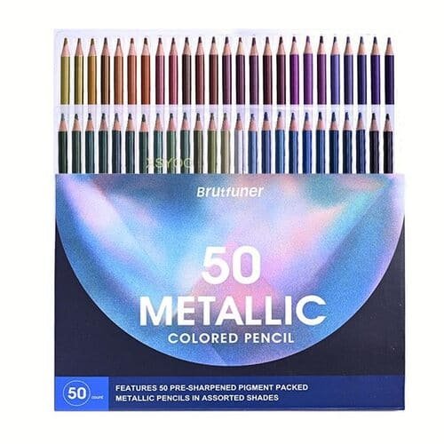 Metallic Shade Colored Pencils,Set of 50 Colors,Artists Soft Core,Ideal for Drawing Sketching Shading,Coloring Pencils for Adults Kids Beginners