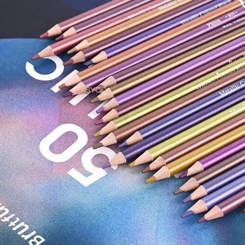 Metallic Shade Colored Pencils,Set of 50 Colors,Artists Soft Core,Ideal for Drawing Sketching Shading,Coloring Pencils for Adults Kids Beginners