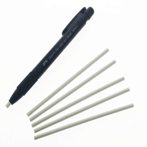 Eraser Pen Value Pack Round 3.8mm. Precision Tip Eraser with 5 Refills,Black