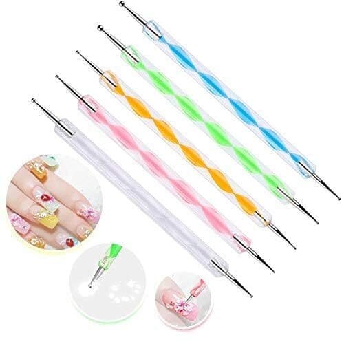 ART RANGER 5 pieces Nail Art Dotting Marbleizing Tool Pen for Nail Decoration Stamping (Multicolour)