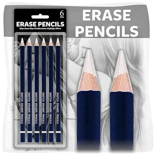 ART RANGER Pencil Eraser for Artists Set of 6 Non-Toxic Eraser for Sketching Drawing Arts Graphics Designs