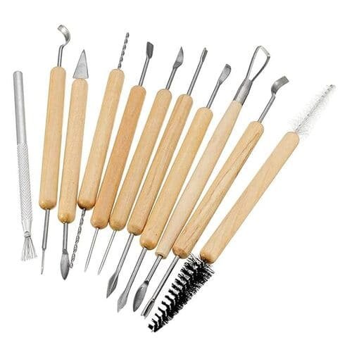 ART RANGER Ceramic 11 Pcs Wooden Handle Clay Carving Pottery Sculpting Tools for Art and Craft