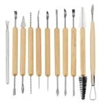 ART RANGER Ceramic 11 Pcs Wooden Handle Clay Carving Pottery Sculpting Tools for Art and Craft ART RANGER Ceramic 11 Pcs Wooden Handle Clay Carving Pottery Sculpting Tools for Art and Craft