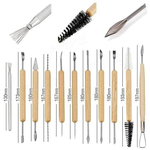 ART RANGER Ceramic 11 Pcs Wooden Handle Clay Carving Pottery Sculpting Tools for Art and Craft