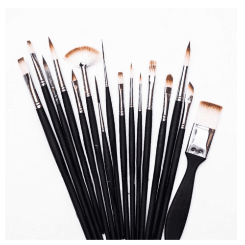 ART RANGER Handmade Professional Artist Painting Brush Set for Acrylic, Watercolor, & Gouache Painting-Cruelty-Free (15 Assorted Brushes)(Wood), Synthetic Bristle