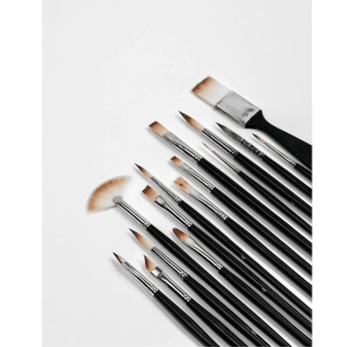 ART RANGER Handmade Professional Artist Painting Brush Set for Acrylic, Watercolor, & Gouache Painting-Cruelty-Free (15 Assorted Brushes)(Wood), Synthetic Bristle