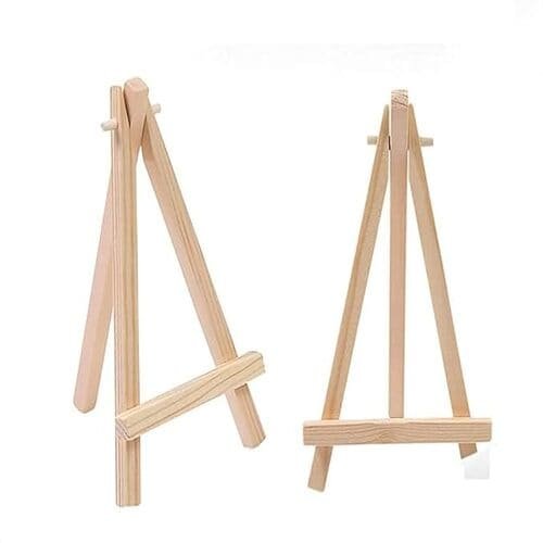 Mini Wood Display Easel Natural Craft Table Stand 6 inch x 4.5 inch Set of 2 Piece (Small)