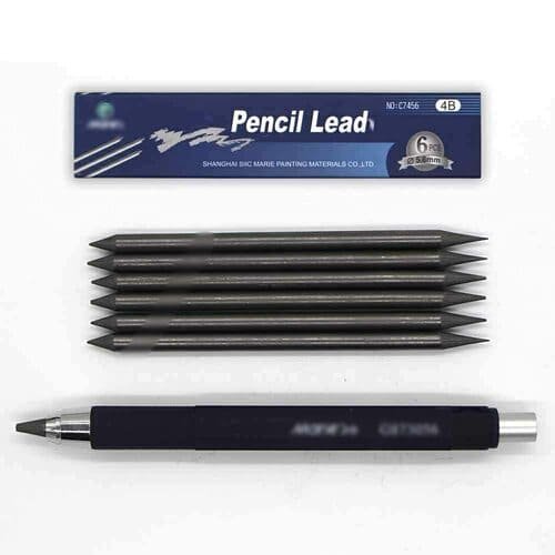 Mechanical Pencil With Clutch Mechanism For 2B, 4B, 6B, 8B Leads And 6 Lead Refills 4B, 5.6Mm, Ink Blue