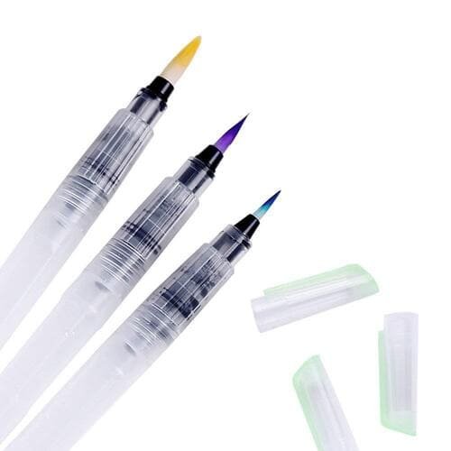 Water Brush Pens Set of 3 Different Sizes fine, Medium & Large - Great for Watercolor Paints, Illustrations, Calligraphy, Brush Pen, Markers, DIY Art & Craft - Refillable Brush Pens