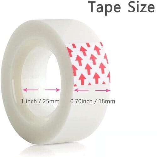 Magic Scotch Tape Roll |18mm x 33 meters Invisible, Writable and hand tearable For school projects, home and office use pack of 4