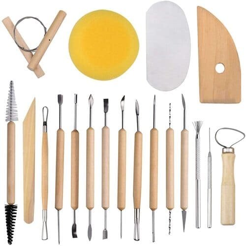 Professional Pottery Tools Kit for Clay Pottery Sculpting, Scarping, Cutting, Fine Detailing, Smoothening, Shaping and Trimming (Pack of 19 Tools)