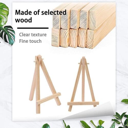 Mini Wood Display Easel Natural Craft Table Stand 6 inch x 4.5 inch Set of 2 Piece (Small)