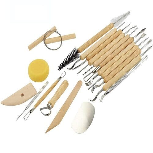 Professional Pottery Tools Kit for Clay Pottery Sculpting, Scarping, Cutting, Fine Detailing, Smoothening, Shaping and Trimming (Pack of 19 Tools)